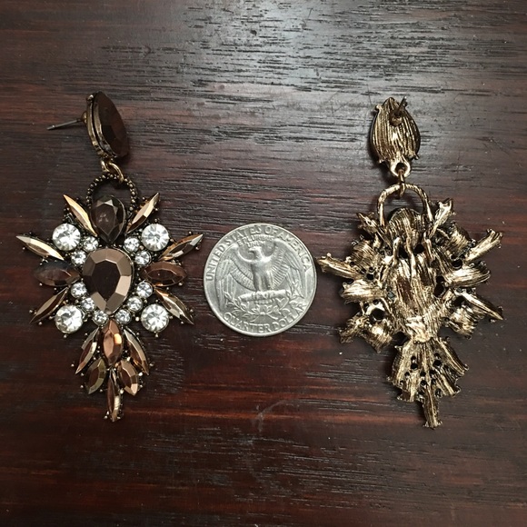 Brown Crystal Earrings - Picture 7 of 7